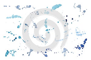 Watercolor blue Drop Splash Vector Hand drawn