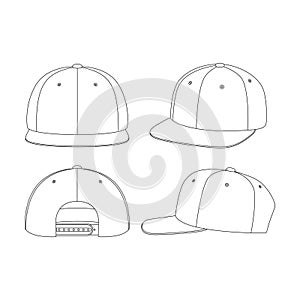 Template snapback hat vector outline