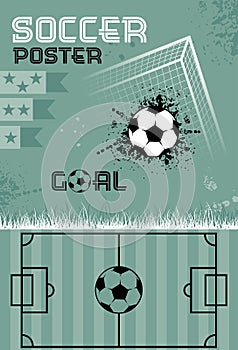 Template soccer poster, vector