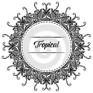 Template spring flower frame, design of tropical card. Vector