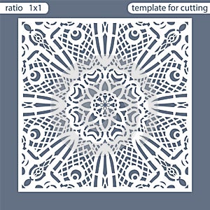 Template square greeting cards laser cut. Suitable for wedding invitations.