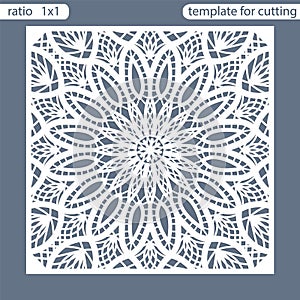 Template square greeting cards laser cut. Suitable for wedding invitations. Template greeting card for cutting plotter. Abstract r