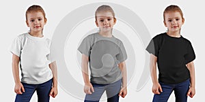 Template t-shirts for posing girl, set of t-shirts for design presentation, logo, front view