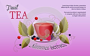 Template tea label with summer berries