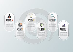 Template Timeline Infographic colored horizontal numbered for six position can be used for workflow, banner, diagram, web design,