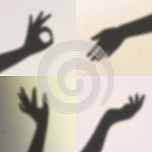 Template Transparent Hand Shadows Vector Illustration.