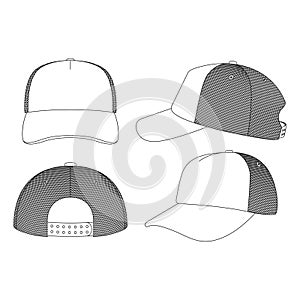 Template trucker cap vector illustration flat sketch design