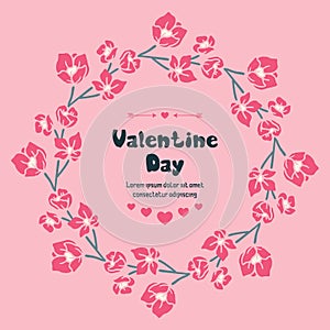Template valentine day, with leaf flower frame texture. Vector