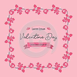 Template valentine day, with leaf flower frame texture. Vector