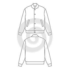 Template varsity jacket vector illustration flat design outline clothing collection