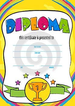 Template vector of child diploma or certificate to be awarded.