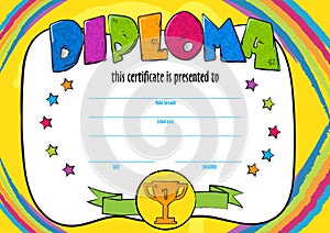 Template vector of child diploma or certificate to be awarded.