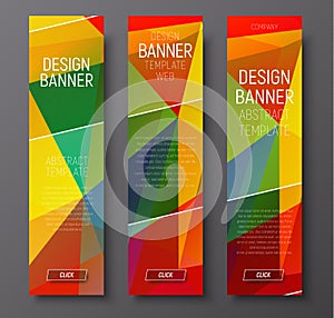Template of vertical web banners with abstract multi-color polygonal background