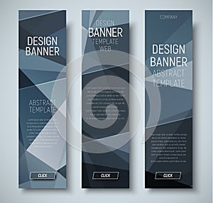 Template vertical web banners with abstract polygonal background