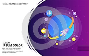 Template web banner modern design gradient stylish social media world