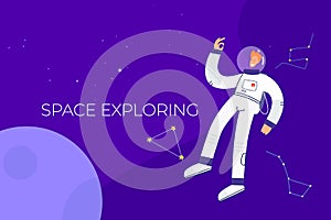 Template, web banner. Space exploration.