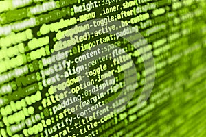 Template of website, selective focus. Web abstract programming and created virus on laptop screen. Program development concept.