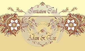 Template Wedding Invitation or congratulation in beige white