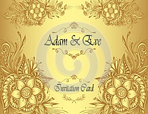 Template Wedding Invitation or congratulation in gold