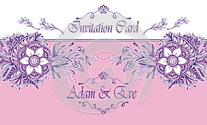 Template Wedding Invitation or congratulation in pink lilac white