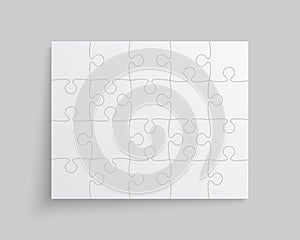 Template with white pieces puzzle jigsaw, banner