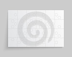 Template with white pieces puzzle jigsaw, banner