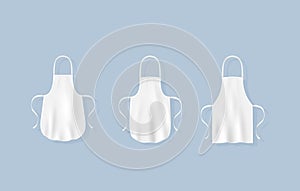 Template of white restaurant chef uniform apron. Restaurant kitchen staff white apron or pinafore