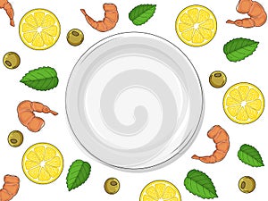Template for your design. empty plate on white background,