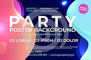 Template for your music party poster with sample text