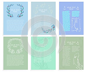 Templates of abstract sea-themed layouts