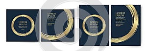 Templates with blue and gold designs. Blue and gold strokes. Idea for wedding invitation, event, party, anniversary. Luxury,