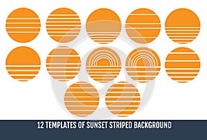 Templates of sunset striped backgrounds.