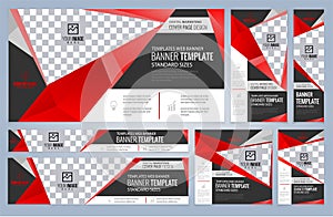 Set of Red Web banners templates Coverpage