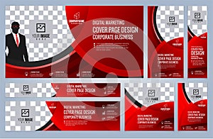 Set of Red Web banners templates Coverpage
