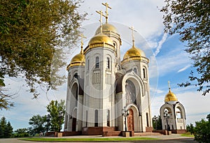 Temple of All Saints. Memorial complex Mamayev Kurgan in Volgograd