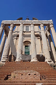 Temple of Antoninus and Faustina in antique Forum. Rome, Italy