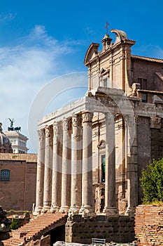 Temple of Antoninus and Faustina at the Roman Forum in Rome