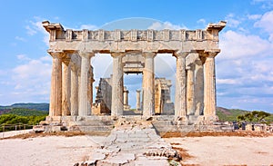 Temple of Aphaea in Aegina Island, in Greece