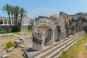 The Temple of Apollo on Ortygia Ortigia Island. Sicily, Italy