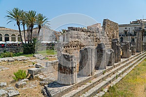 The Temple of Apollo on Ortygia Ortigia Island. Sicily, Italy