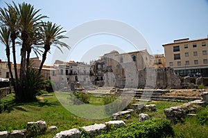 The Temple of Apollo on Ortygia Ortigia Island. Sicily, Italy