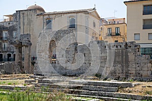 The Temple of Apollo on Ortygia Ortigia Island. Sicily, Italy