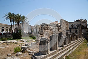 The Temple of Apollo on Ortygia Ortigia Island. Sicily, Italy