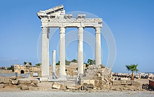 Temple of Apollo in Side. Ruin. Peripter. The temple is in the form of an even rectangle. Turkey