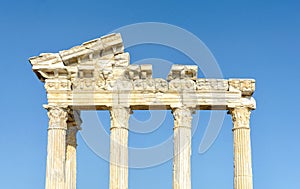 Temple of Apollo in Side. Ruin. Peripter. The temple is in the form of an even rectangle. Turkey