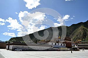 The temple architecture around Labrang Monastery in Xiahe, Amdo
