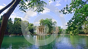 Temple of Asclepius Tempio di Esculapio on Lake at Villa Borghese Gardens, Rome, Italy