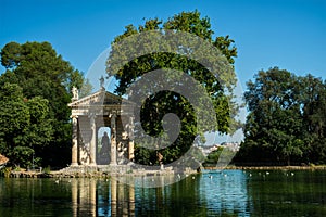 Temple of Asclepius in Villa Borghese gardens park in Rome