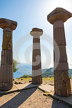 The Temple of Athena ruins in Assos Ancient City in Canakkale Turkiye photo