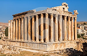 Temple of Bacchus in Baalbek ancient Roman ruins, Beqaa Valley of Lebanon